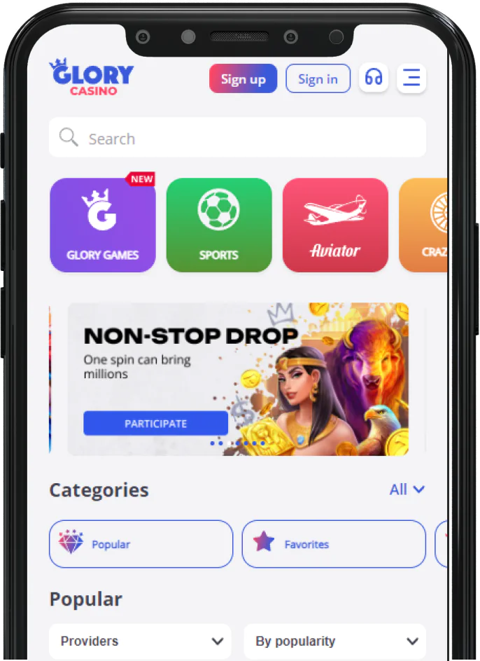 Glory Casino Mobile App Screenshot